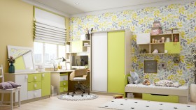 Детская комната Эппл (Зеленый/Белый/корпус Клен) в Курагино - kuragino.katalogmebeli.com | фото