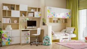 Детская комната Флёр (Белый/корпус Клен) в Курагино - kuragino.katalogmebeli.com | фото