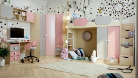 Детская комната Грэйси (Розовый/Серый/корпус Клен) в Курагино - kuragino.katalogmebeli.com | фото