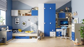 Детская комната Скай (Синий/Белый/корпус Клен) в Курагино - kuragino.katalogmebeli.com | фото