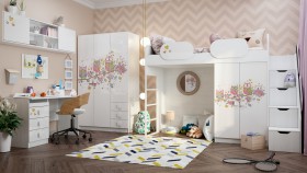 Детская комната Совушки (Белый/корпус Выбеленное дерево) в Курагино - kuragino.katalogmebeli.com | фото