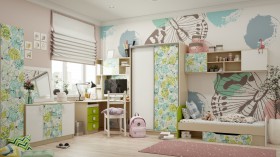 Детская комната Твит (Белый/Зеленый/корпус Клен) в Курагино - kuragino.katalogmebeli.com | фото