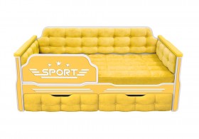 Кровать 160 серии Спорт 2 ящика 74 Жёлтый (мягкие боковые накладки) в Курагино - kuragino.katalogmebeli.com | фото