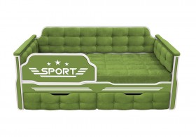 Кровать 160 серии Спорт 2 ящика 76 Зелёный (мягкие боковые накладки) в Курагино - kuragino.katalogmebeli.com | фото