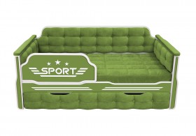 Кровать 190 серии Спорт 1 ящик 76 Зелёный (мягкие боковые накладки) в Курагино - kuragino.katalogmebeli.com | фото