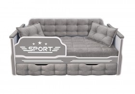 Кровать 190 серии Спорт 2 ящика 45 Серый (подушки) в Курагино - kuragino.katalogmebeli.com | фото