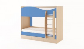 Кровать 2-х ярусная с ящиками (Беленый дуб/Синий) в Курагино - kuragino.katalogmebeli.com | фото 1