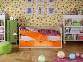 Кровать Бабочки 1,6м (Оранжевый металлик) в Курагино - kuragino.katalogmebeli.com | фото