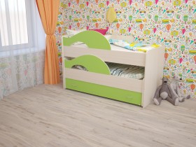 Кровать детская Радуга 1600 Млечный дуб/Салатовый в Курагино - kuragino.katalogmebeli.com | фото