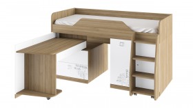 Кровать комбинированная «Оксфорд» (Ривьера/Белый с рисунком) в Курагино - kuragino.katalogmebeli.com | фото 3