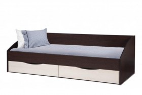Кровать одинарная "Фея - 3" (симметричная) New (венге / вудлайн кремовый / ДВПО: белый) в Курагино - kuragino.katalogmebeli.com | фото