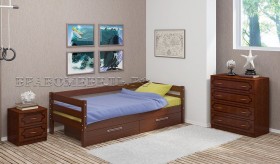 Кровать одинарная ГЛОРИЯ из массива сосны  900*2000 (Орех) в Курагино - kuragino.katalogmebeli.com | фото