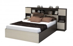Кровать с прикроватным блоком КР 552 Спальня Basya (венге/белфорт) в Курагино - kuragino.katalogmebeli.com | фото