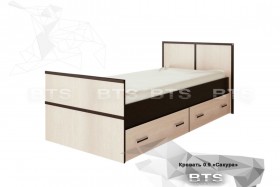 Кровать Сакура с настилом и ящиками 0,9 (Венге/Лоредо) в Курагино - kuragino.katalogmebeli.com | фото