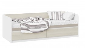 Кровать «Сканди» с 2 ящиками Дуб Гарден/Белый/Глиняный серый в Курагино - kuragino.katalogmebeli.com | фото