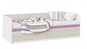 Кровать «Сканди» с 2 ящиками Дуб Гарден/Белый/Лиловый в Курагино - kuragino.katalogmebeli.com | фото