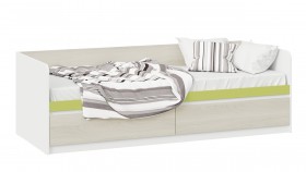Кровать «Сканди» с 2 ящиками Дуб Гарден/Белый/Зеленый в Курагино - kuragino.katalogmebeli.com | фото