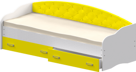 Кровать Софа-7 с мягкой спинкой (800х1900) Белый/Желтый в Курагино - kuragino.katalogmebeli.com | фото