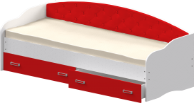 Кровать Софа-7 с мягкой спинкой (800х1900) Белый/Красный в Курагино - kuragino.katalogmebeli.com | фото