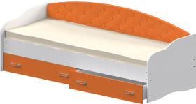 Кровать Софа-7 с мягкой спинкой (800х2000) Белый/Оранжевый в Курагино - kuragino.katalogmebeli.com | фото