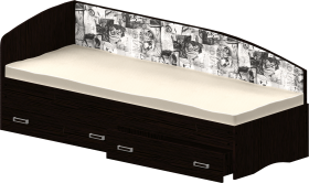 Кровать Софа-9 с мягкой спинкой с рисунком Милана (900х2000) Венге в Курагино - kuragino.katalogmebeli.com | фото