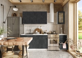 Кухонный гарнитур Нувель 1800мм белый/бетон черный в Курагино - kuragino.katalogmebeli.com | фото