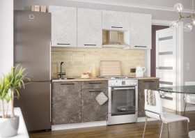 Кухонный гарнитур Нувель 2100мм белый/бетон коричневый в Курагино - kuragino.katalogmebeli.com | фото