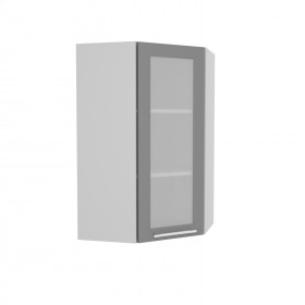 Квадро ВПУС 550 шкаф верхний угловой со стеклом высокий (Железо/корпус Серый) в Курагино - kuragino.katalogmebeli.com | фото