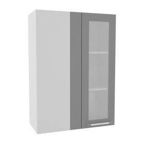 Квадро ВПУС 650 шкаф верхний угловой со стеклом высокий (Ваниль кожа/корпус Серый) в Курагино - kuragino.katalogmebeli.com | фото