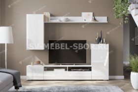 Мебель для гостиной МГС 4 (Белый/Белый глянец) в Курагино - kuragino.katalogmebeli.com | фото 1