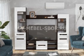 Мебель для гостиной МГС 6 (Исполнение 1/Венге/Белый глянец) в Курагино - kuragino.katalogmebeli.com | фото 1