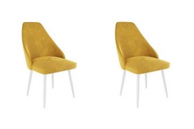 Набор стульев Милан 2 шт (желтый велюр/белый) в Курагино - kuragino.katalogmebeli.com | фото