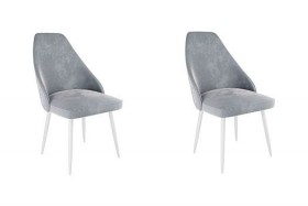 Набор стульев Милан 2 шт (серый велюр/белый) в Курагино - kuragino.katalogmebeli.com | фото