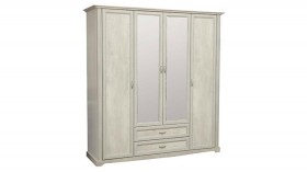 Шкаф для одежды "Сохо" (бетон пайн белый/2 ящика/зеркало) в Курагино - kuragino.katalogmebeli.com | фото