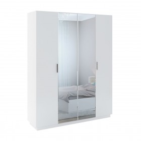 Шкаф с зер. 4 двери М22 Спальня Тиффани (белый текстурный) в Курагино - kuragino.katalogmebeli.com | фото