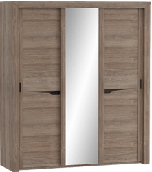 Шкаф трехдверный Соренто с раздвижными дверями Дуб стирлинг/Кофе структурный матовый в Курагино - kuragino.katalogmebeli.com | фото