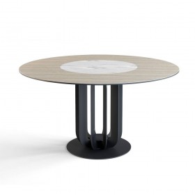 Стол круглый Rotor (160), шпон + керамика светлая в Курагино - kuragino.katalogmebeli.com | фото
